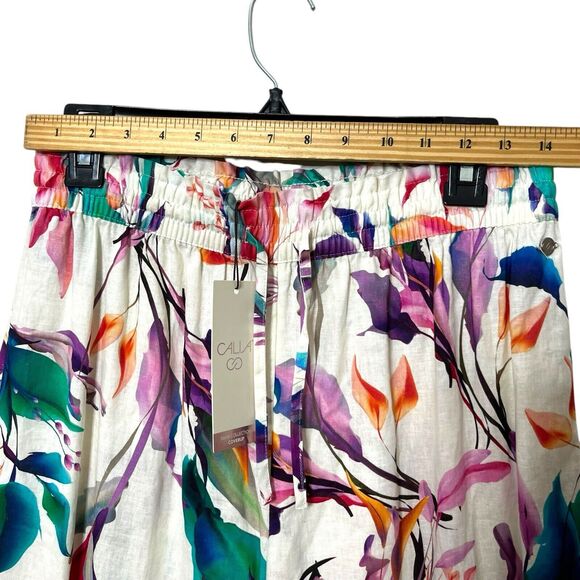 Calia NWT Cover Up Pants Small Unbleached Linen High Rise Wide Leg Beach - Picture 10 of 12